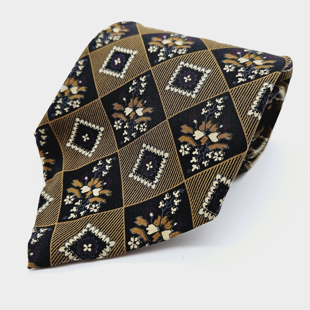 CHRISTIAN DIOR | Monsieur 100% silk floral diamond pattern neck tie
